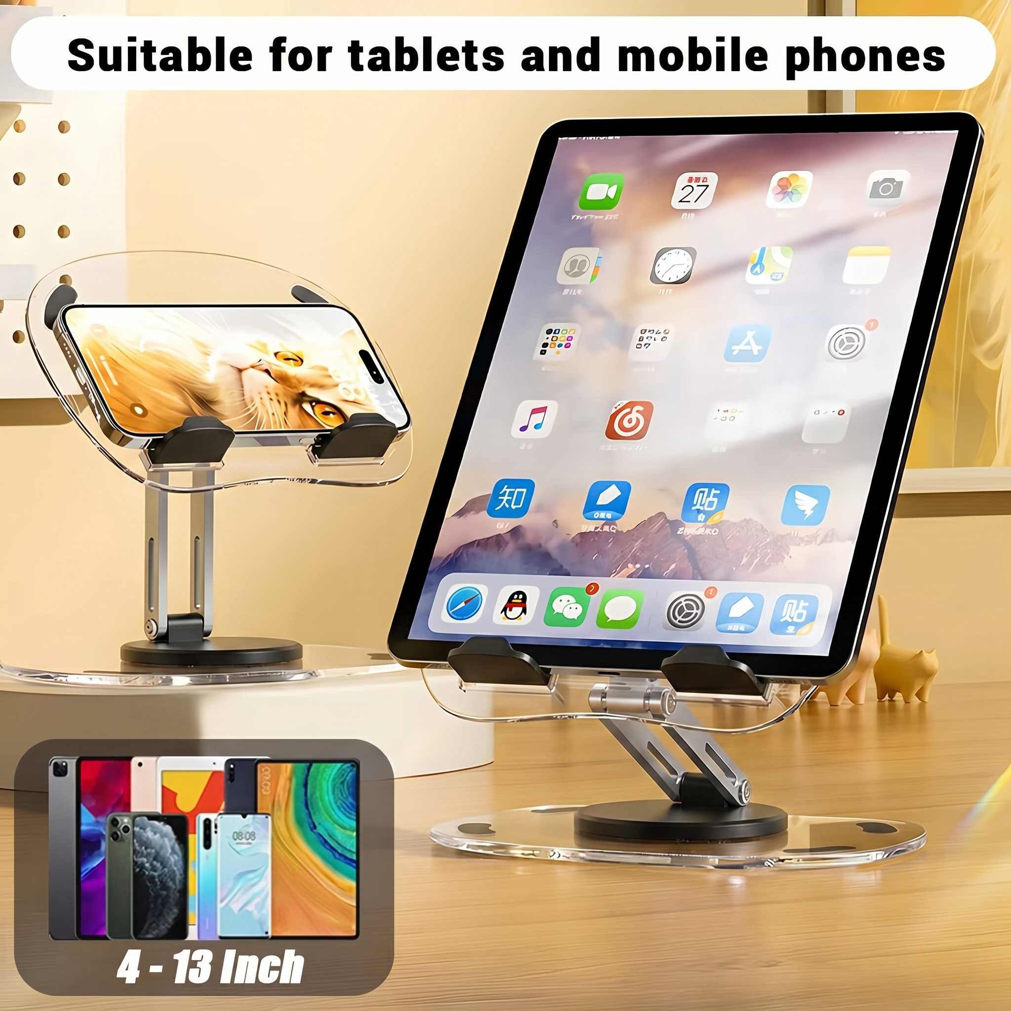 EMTRA Stand Tablet Foldable Aluminium Holder 360 Rotation 4-13 Inch - Q16 Gambar produk EMTRA Stand Tablet Foldable Aluminium Holder 360 Rotation 4-13 Inch - Q16 - 2