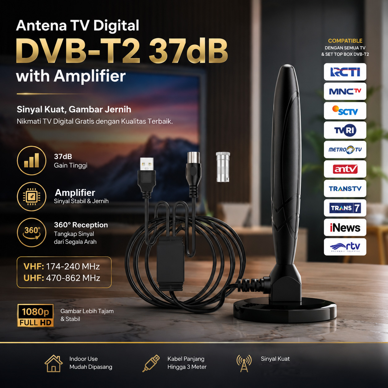 APBLP Antena TV Digital Indoor DVB-T2 HD 37dB with Amplifier - AP-36 Gambar produk APBLP Antena TV Digital Indoor DVB-T2 HD 37dB with Amplifier - AP-36 - Utama