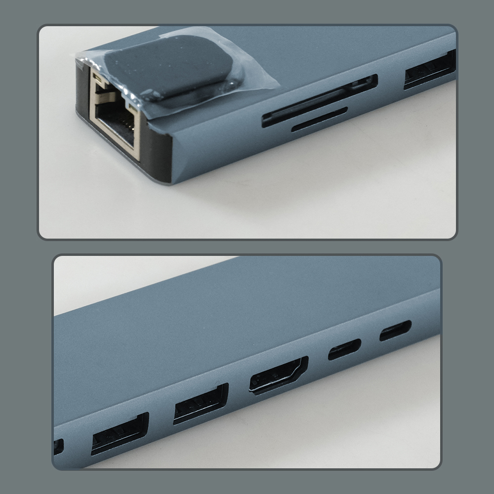 Gambar produk AMMTO USB Hub Type C 3.0 Adapter 8in1 USB RJ45 HDMI SD TF USB Type C - K1 - 1
