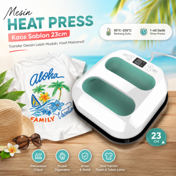 Rsaoty Mesin Heat Press Kaos Sablon Mini Adjustable Temperature 23cm - RS106