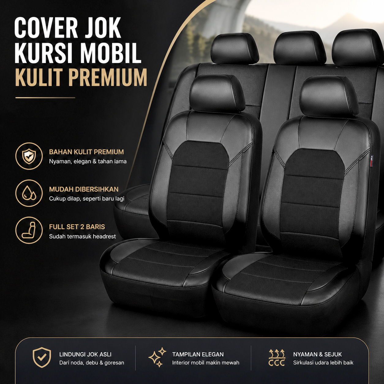 TICARI Cover Jok Kursi Mobil Kulit Universal Leather Seat Cushion - R15 Gambar produk TICARI Cover Jok Kursi Mobil Kulit Universal Leather Seat Cushion - R15 - Utama