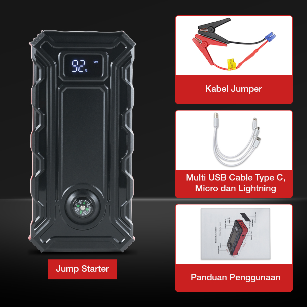 ZUIDID Jumper Aki Mobil Powerbank Jump Starter 12V 29800mAh - R26 Gambar produk ZUIDID Jumper Aki Mobil Powerbank Jump Starter 12V 29800mAh - R26 - 8