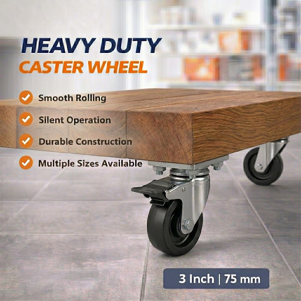 CASTRY Roda Kastor Soft Rubber Caster Wheel Flat With Brake TPR 3Inch 75mm - C30 Gambar produk CASTRY Roda Kastor Soft Rubber Caster Wheel Flat With Brake TPR 3Inch 75mm - C30 - Utama