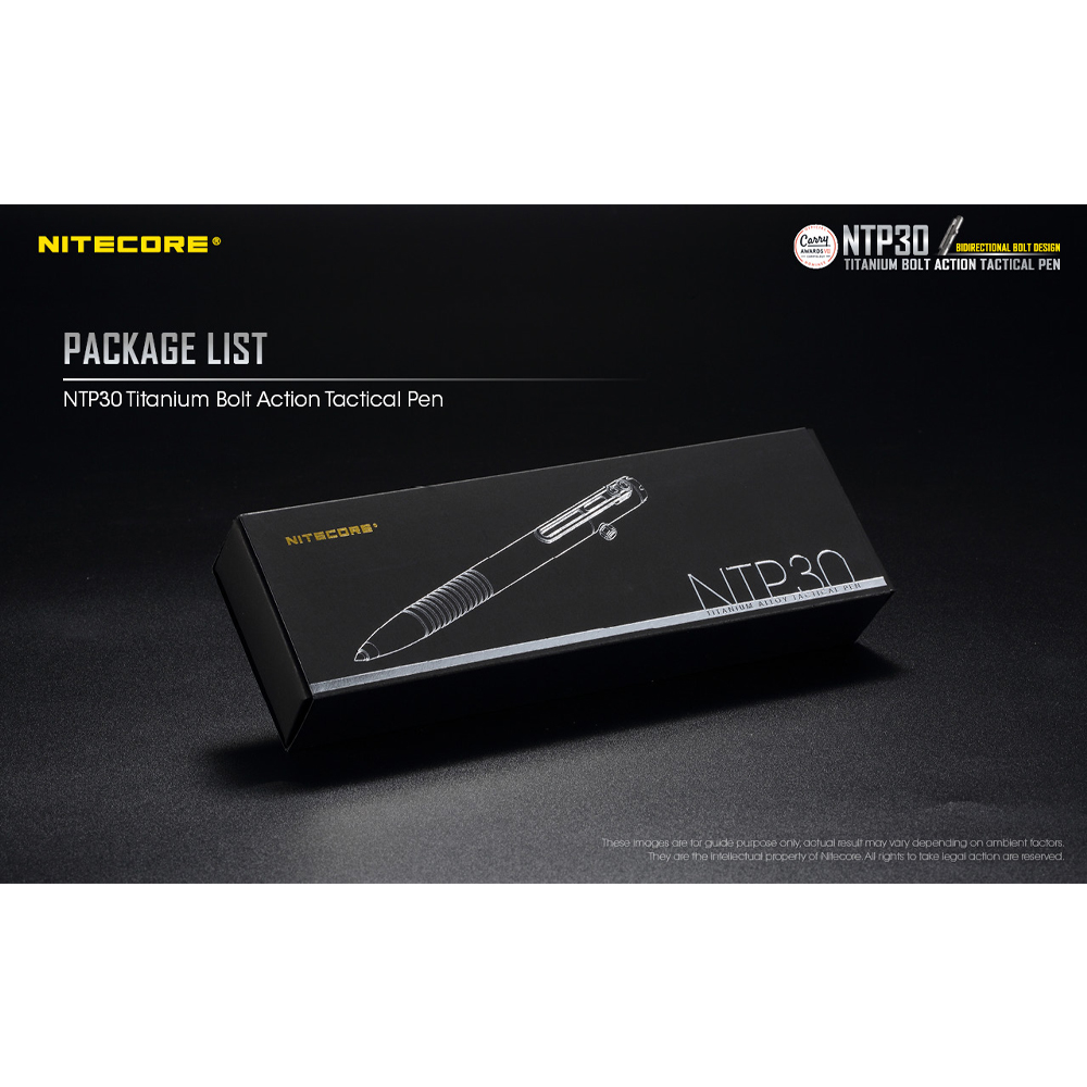 Gambar produk NITECORE Pulpen Tactical EDC Pen TC4 Titanium Glass Breaker 0.7mm - NTP30 - Kemasan