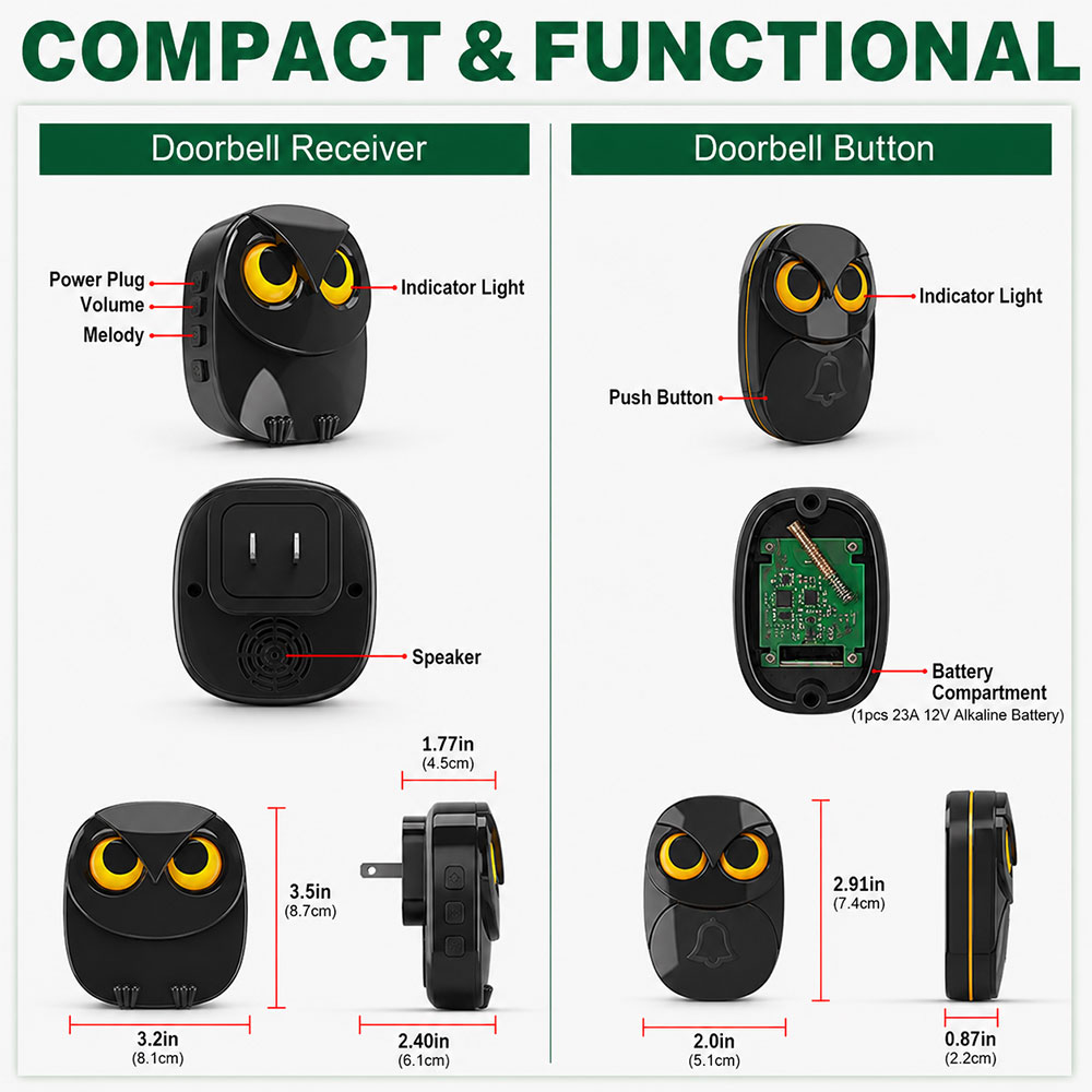 HT Bel Pintu Wireless Doorbell Waterproof 35 Tunes Plug In - HB-808B Gambar produk HT Bel Pintu Wireless Doorbell Waterproof 35 Tunes Plug In - HB-808B - 6