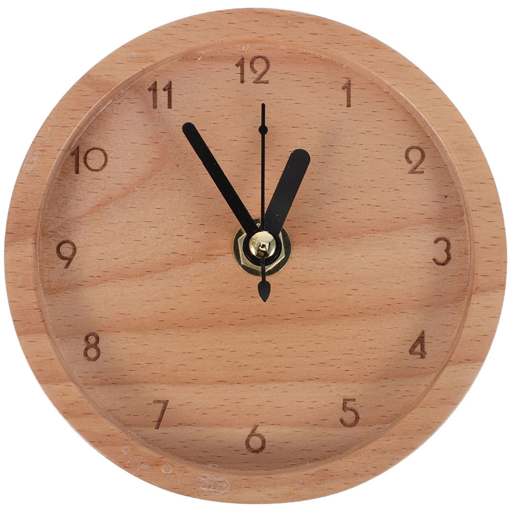 Gambar produk TaffHOME Jam Meja Kayu Bulat Alarm Analog Desk Clock Round Shape - TX605 - 6