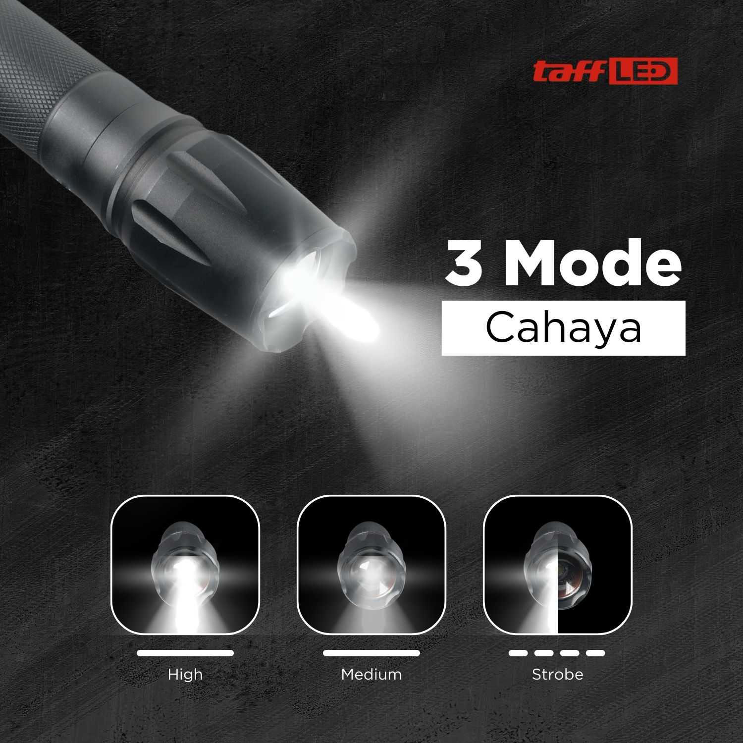 TaffLED Senter Tactical XML-T6 3000 Lumens dengan Baterai Charger Box - E97 Gambar produk TaffLED Senter Tactical XML-T6 3000 Lumens dengan Baterai Charger Box - E97 - 3
