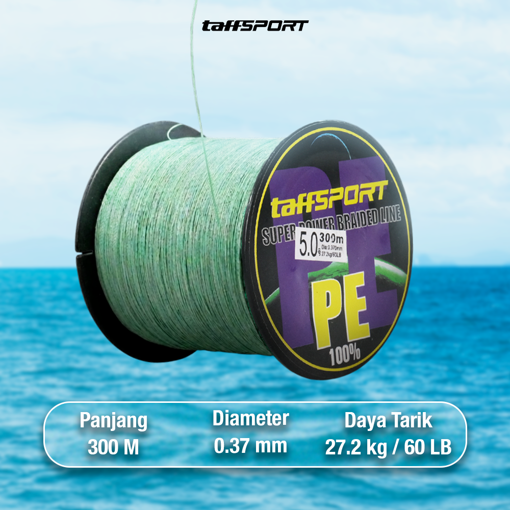 TaffSPORT Senar Tali Benang Pancing Fishing Line PE Braided 300M 5.0 - TF102 Gambar produk TaffSPORT Senar Tali Benang Pancing Fishing Line PE Braided 300M 5.0 - TF102 - 5