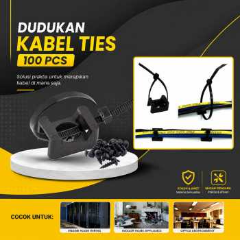 Gambar produk Taffware Dudukan Kabel Ties Tie Mount Cord Organizer 100 PCS - HC-1