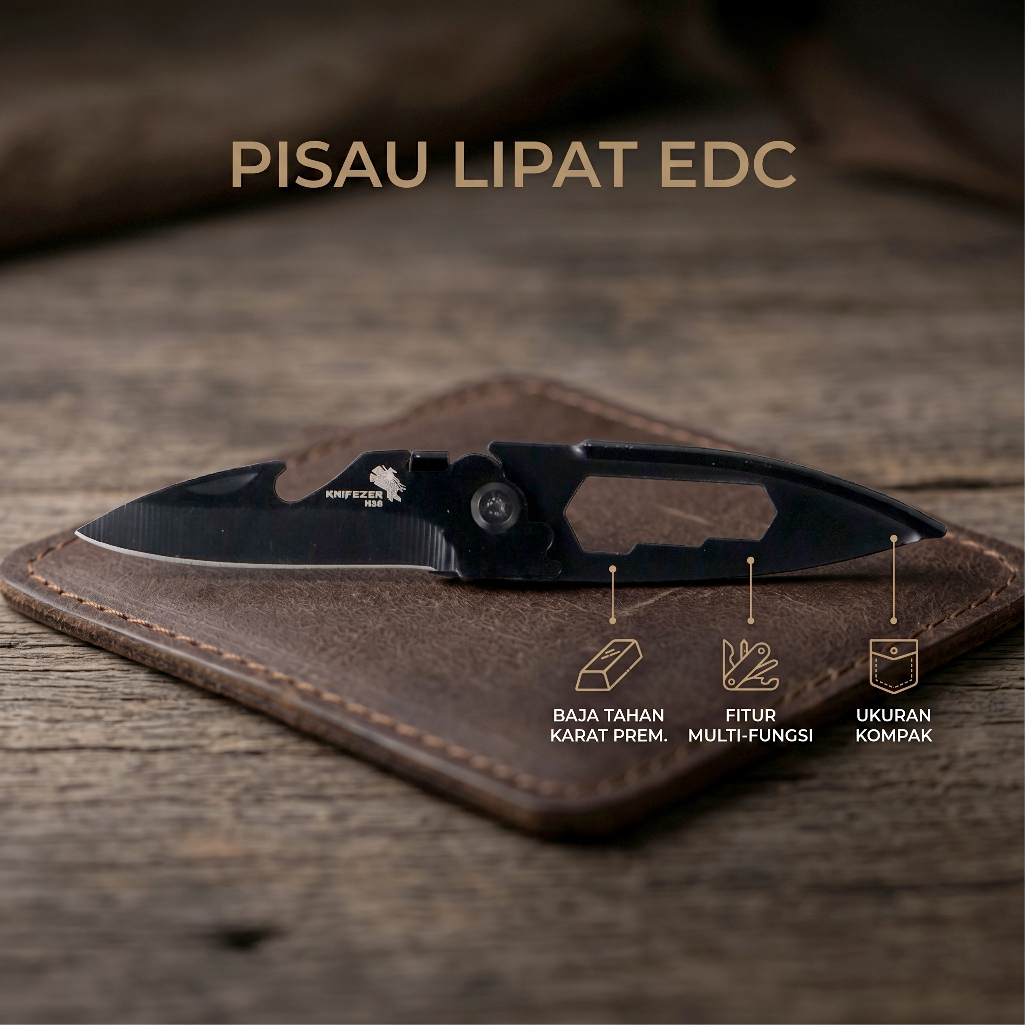 KNIFEZER Pisau Lipat Pocket Portable Knife Survival Tool EDC Stainless - H18 Gambar produk KNIFEZER Pisau Lipat Pocket Portable Knife Survival Tool EDC Stainless - H18 - Utama