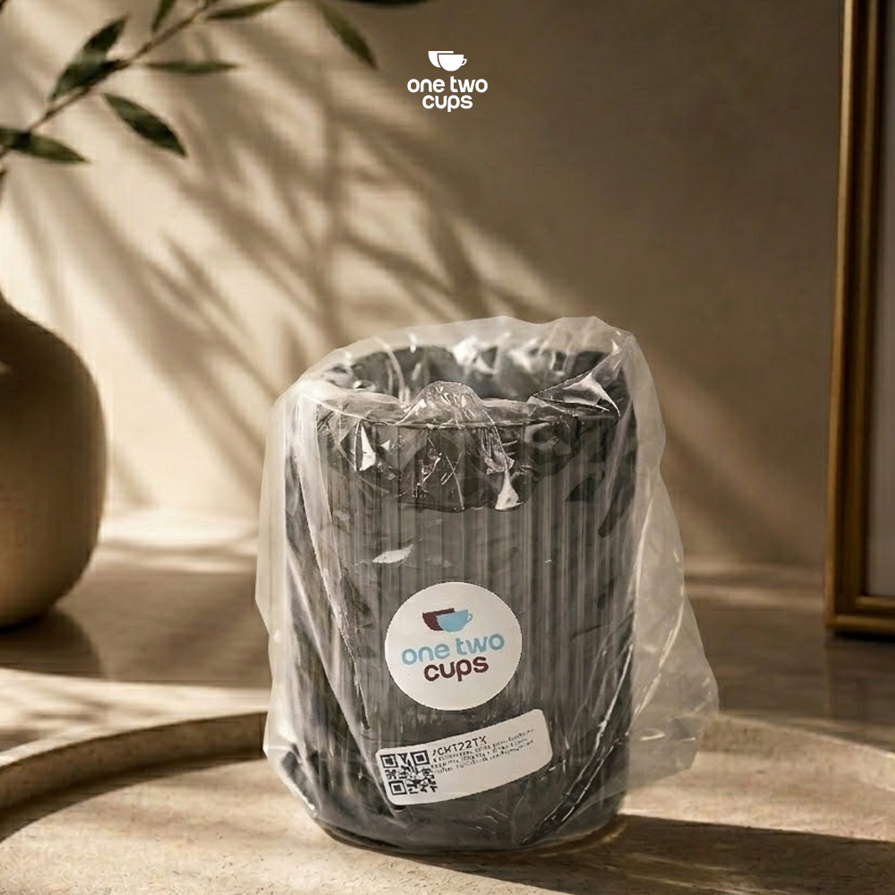 One Two Cups Gelas Kaca Aesthetic Kopi Teh Dirty Latte Stripe Glass 250ml - SH-25 Gambar produk One Two Cups Gelas Kaca Aesthetic Kopi Teh Dirty Latte Stripe Glass 250ml - SH-25 - Kemasan