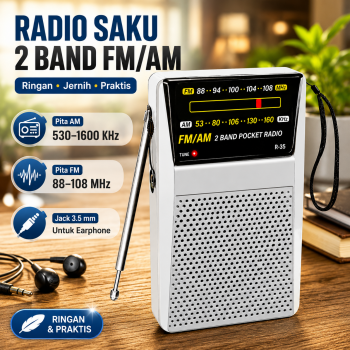 Klene Radio Portable Antena Teleskopik AM/FM Headphone Jack 108MHz - R-35