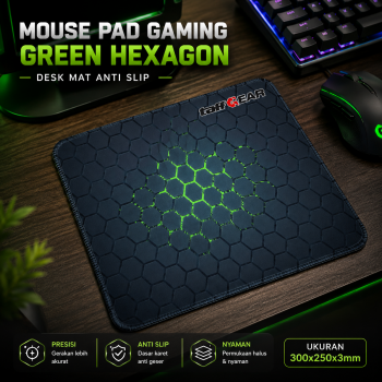 TaffGEAR Mouse Pad Gaming Green Hexagon Desk Mat Anti Slip - RO75