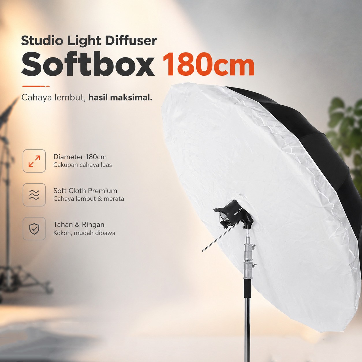 GOGO Studio Light Diffuser Softbox Payung Lighting Fotografi 180cm - UB-05 Gambar produk GOGO Studio Light Diffuser Softbox Payung Lighting Fotografi 180cm - UB-05 - Utama