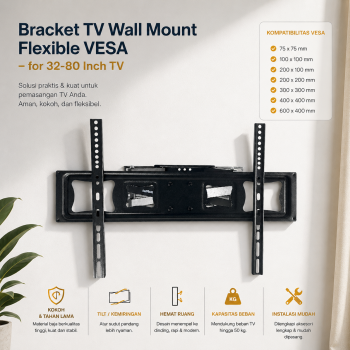 Taffware Bracket TV Wall Mount Flexible VESA 600x400 for 32-80 Inch TV - KM-G56