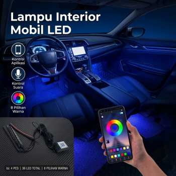 JIAMEN Lampu LED Strip DIY Car Light Smart App USB 8 Color 4 PCS - J72