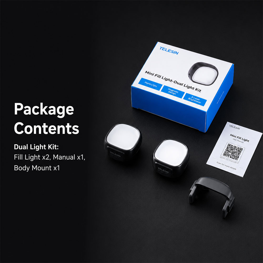 TELESIN Magnetic Dual Mini Fill Light LED for DJI Osmo Pocket 4 - S5-BGD-23-TDJ Gambar produk TELESIN Magnetic Dual Mini Fill Light LED for DJI Osmo Pocket 4 - S5-BGD-23-TDJ - Kemasan