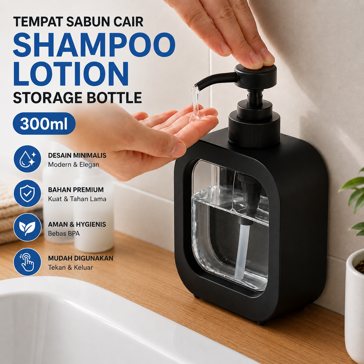 HAROKO Tempat Sabun Cair Shampoo Lotion Storage Bottle 300ml - HK-30 Gambar produk HAROKO Tempat Sabun Cair Shampoo Lotion Storage Bottle 300ml - HK-30 - Utama