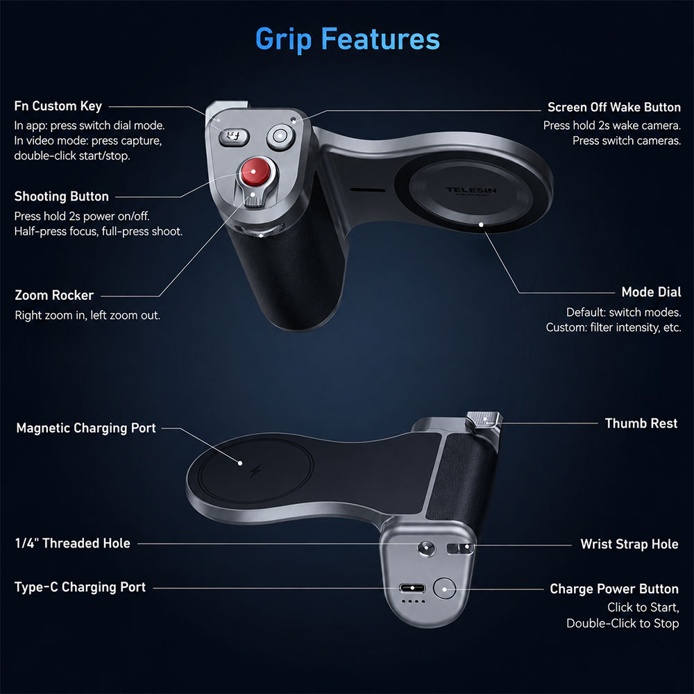 Gambar produk TELESIN Master Grip MagSafe for iPhone 17 Pro Max with Phone Case - P5-MCS-23-TIP - 7