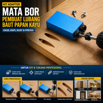 RDEER Kit Adapter Mata Bor Pembuat Lubang Baut Papan Kayu - TZ681