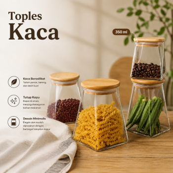 One Two Cups Toples Kaca Penyimpanan Makanan Pyramid Glass Storage Jar - S12