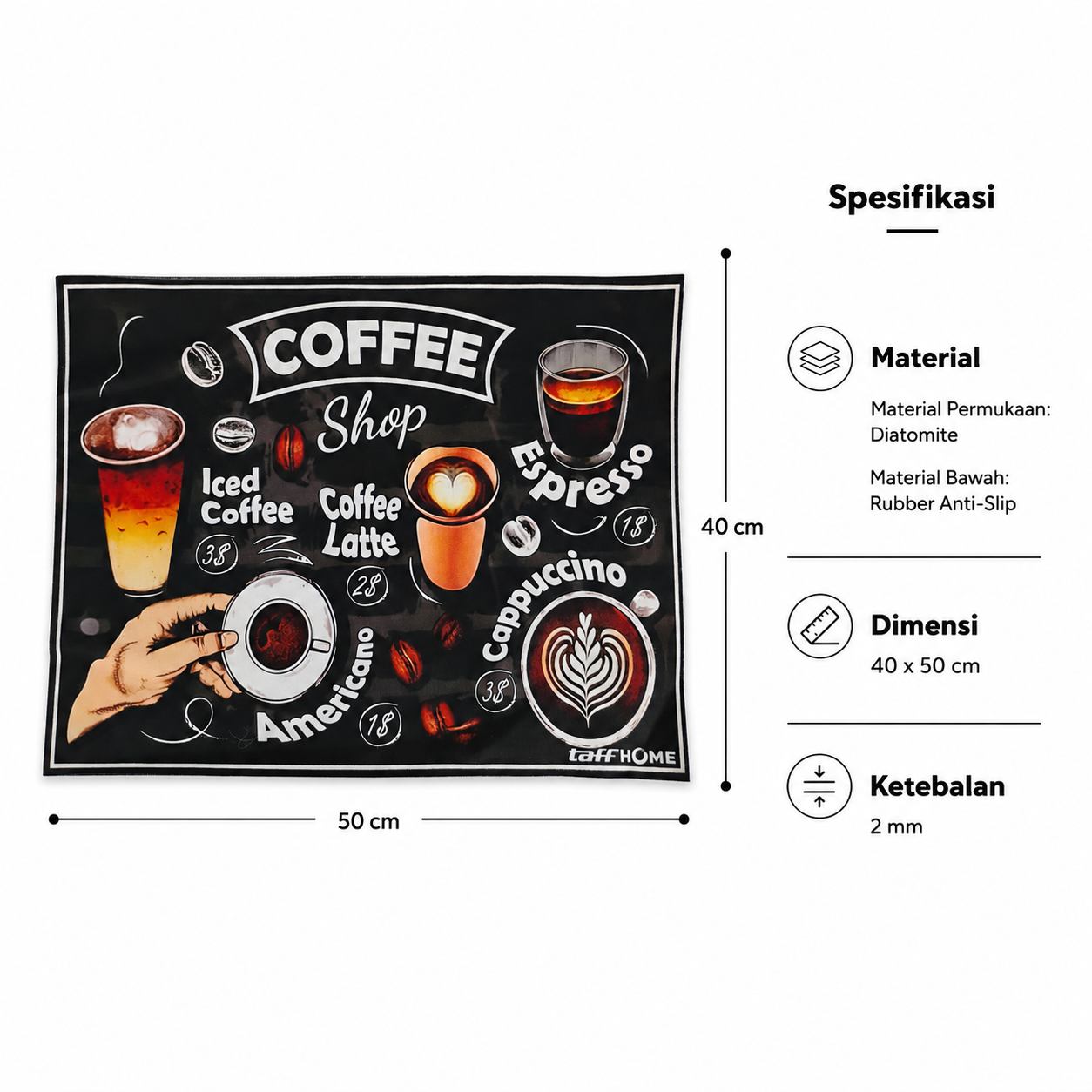TaffHOME Tatakan Meja Alas Pengering Piring Gelas Diatomite Coffee Mat - D-40 Gambar produk TaffHOME Tatakan Meja Alas Pengering Piring Gelas Diatomite Coffee Mat - D-40 - 8