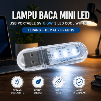 Gambar produk TaffLED Lampu Baca Mini LED USB Portable 5V 3 LED Cool White - SMD 5730