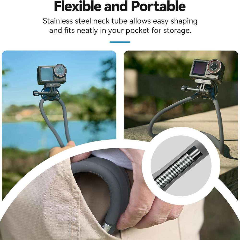 TELESIN Neck Mount Action Camera Holder Bracket Kalung Leher SE - S2-HNB-09 Gambar produk TELESIN Neck Mount Action Camera Holder Bracket Kalung Leher SE - S2-HNB-09 - 2