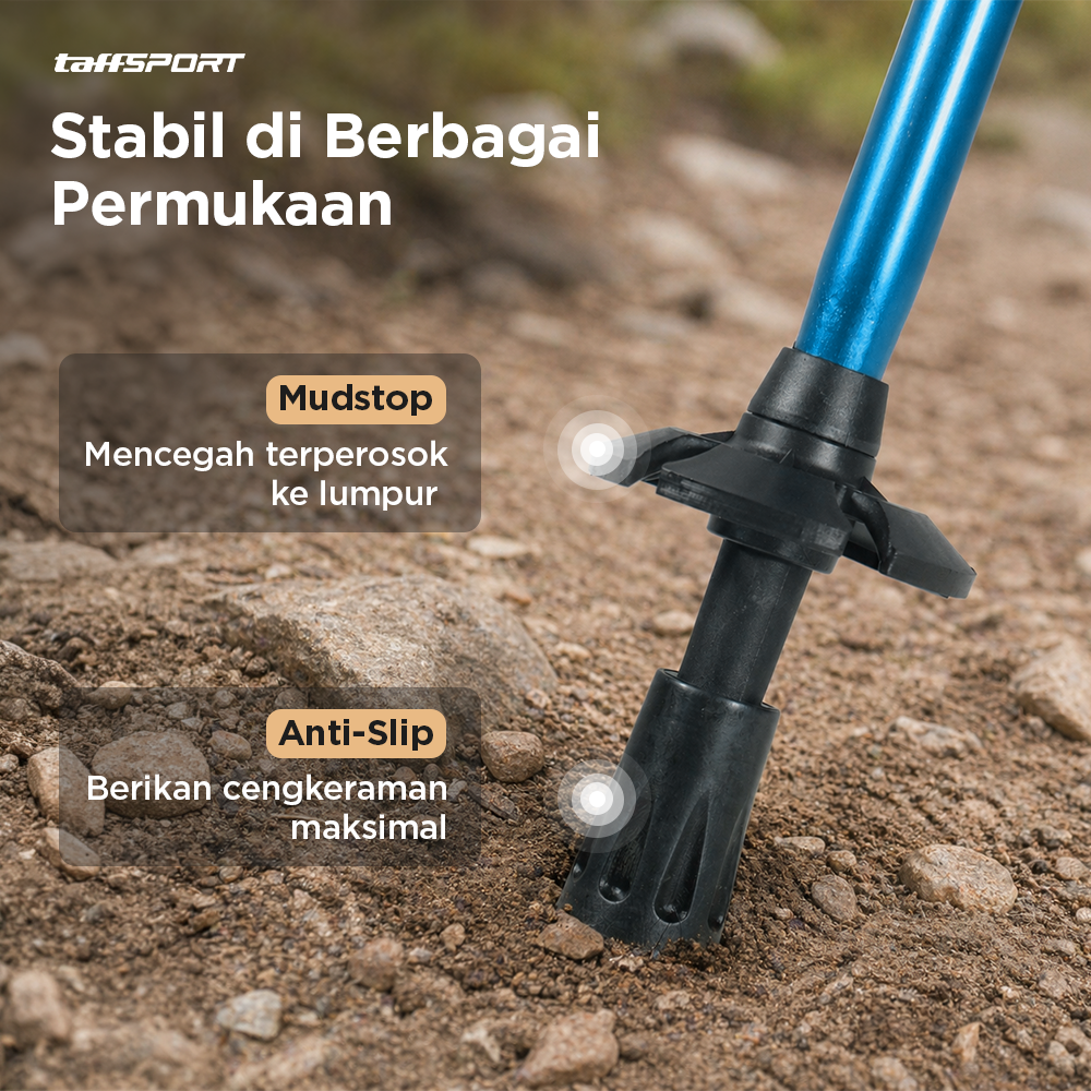 TaffSPORT Tongkat Hiking Lipat Trekking Pole Aluminium Alloy 130cm - TF13 Gambar produk TaffSPORT Tongkat Hiking Lipat Trekking Pole Aluminium Alloy 130cm - TF13 - 6