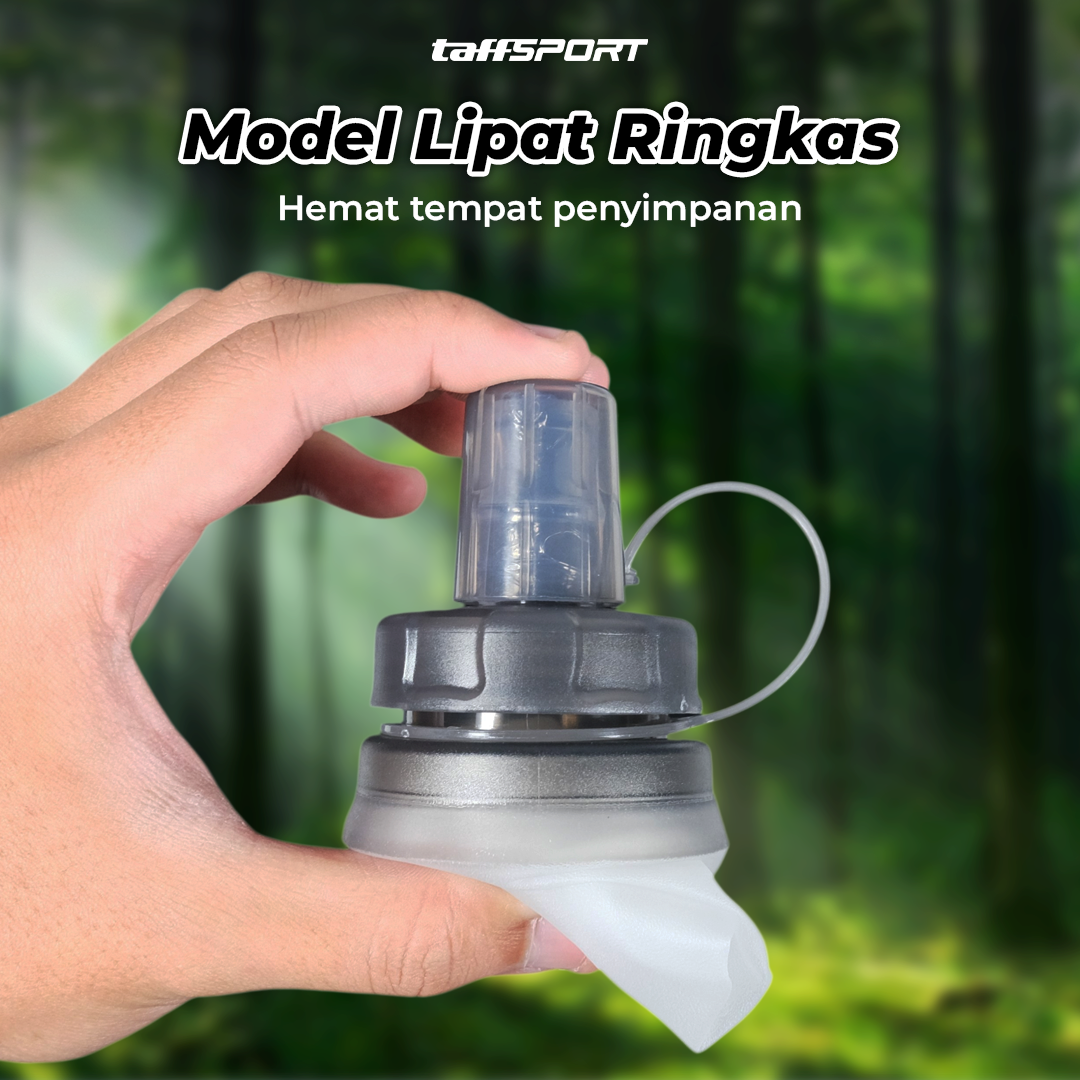 TaffSPORT Botol Minum Lipat Soft Flask Foldable Water Bottle TPU 350ml - TF-60 Gambar produk TaffSPORT Botol Minum Lipat Soft Flask Foldable Water Bottle TPU 350ml - TF-60 - 1