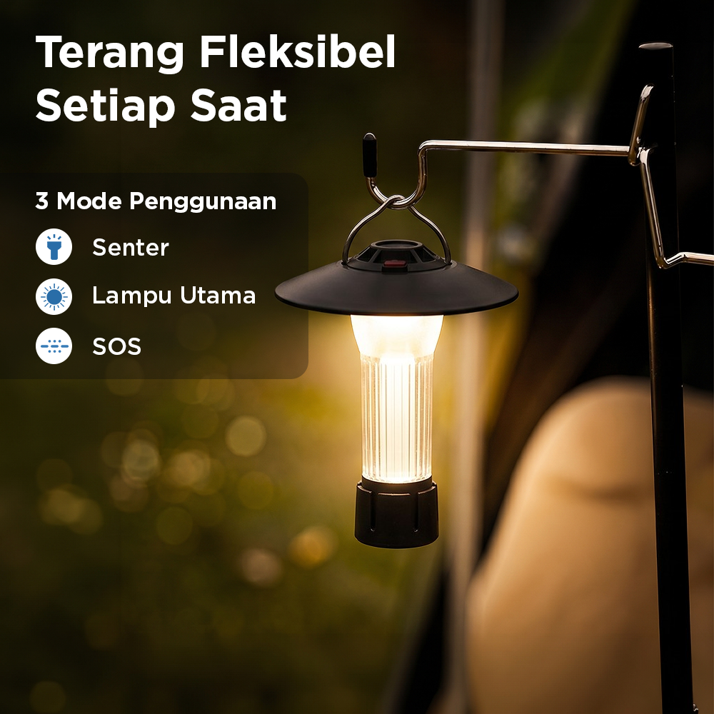 JANGYA Lampu LED Camping Lantern Dimmable Waterproof 2200mAh - HY-777 Gambar produk JANGYA Lampu LED Camping Lantern Dimmable Waterproof 2200mAh - HY-777 - 2