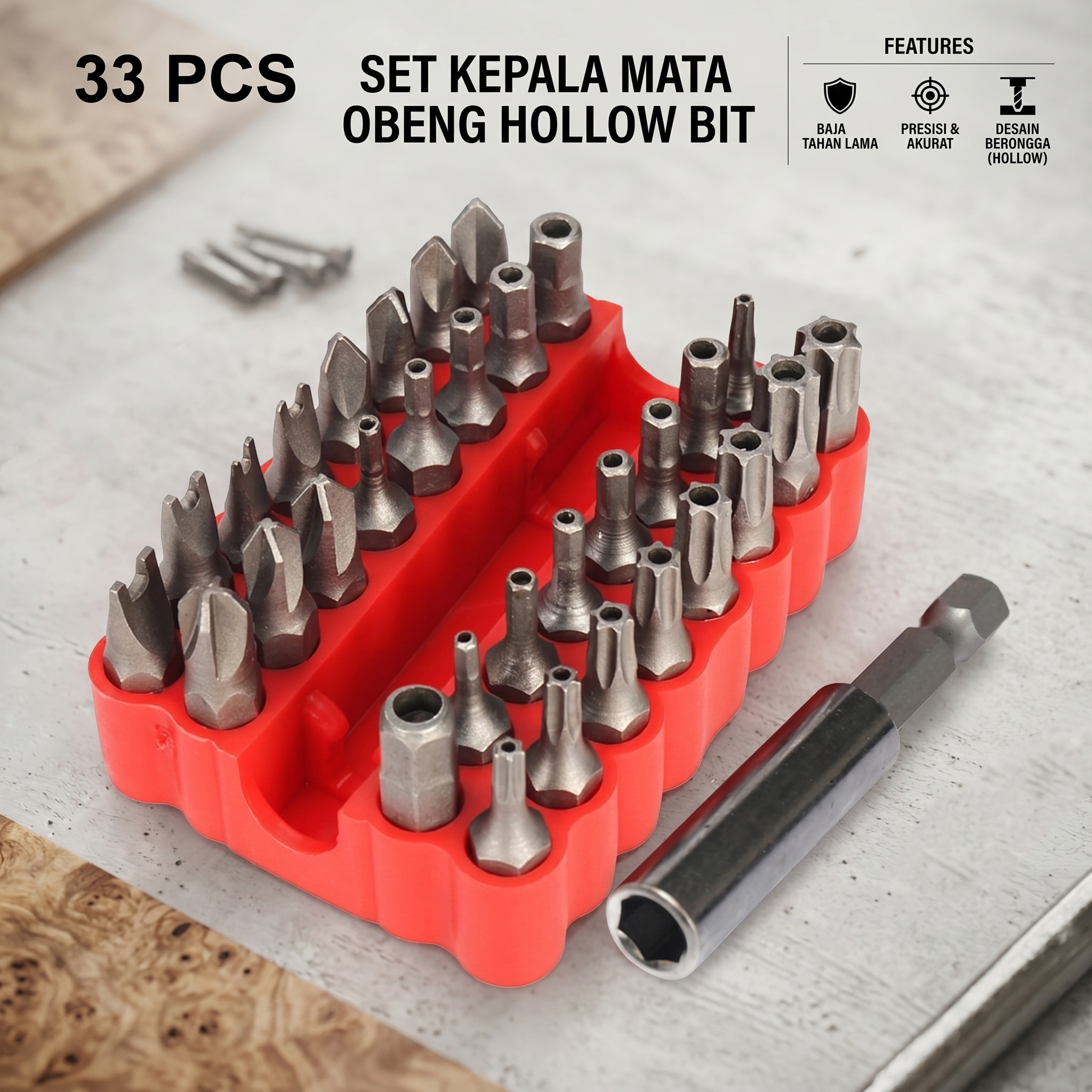 HEONYIRRY Kepala Mata Obeng Screwdriver Hollow Bit 33 PCS - J682 Gambar produk HEONYIRRY Kepala Mata Obeng Screwdriver Hollow Bit 33 PCS - J682 - Utama