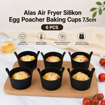 SHINKI Alas Air Fryer Silikon Egg Poacher Baking Cups 7.5cm 6 PCS - M05
