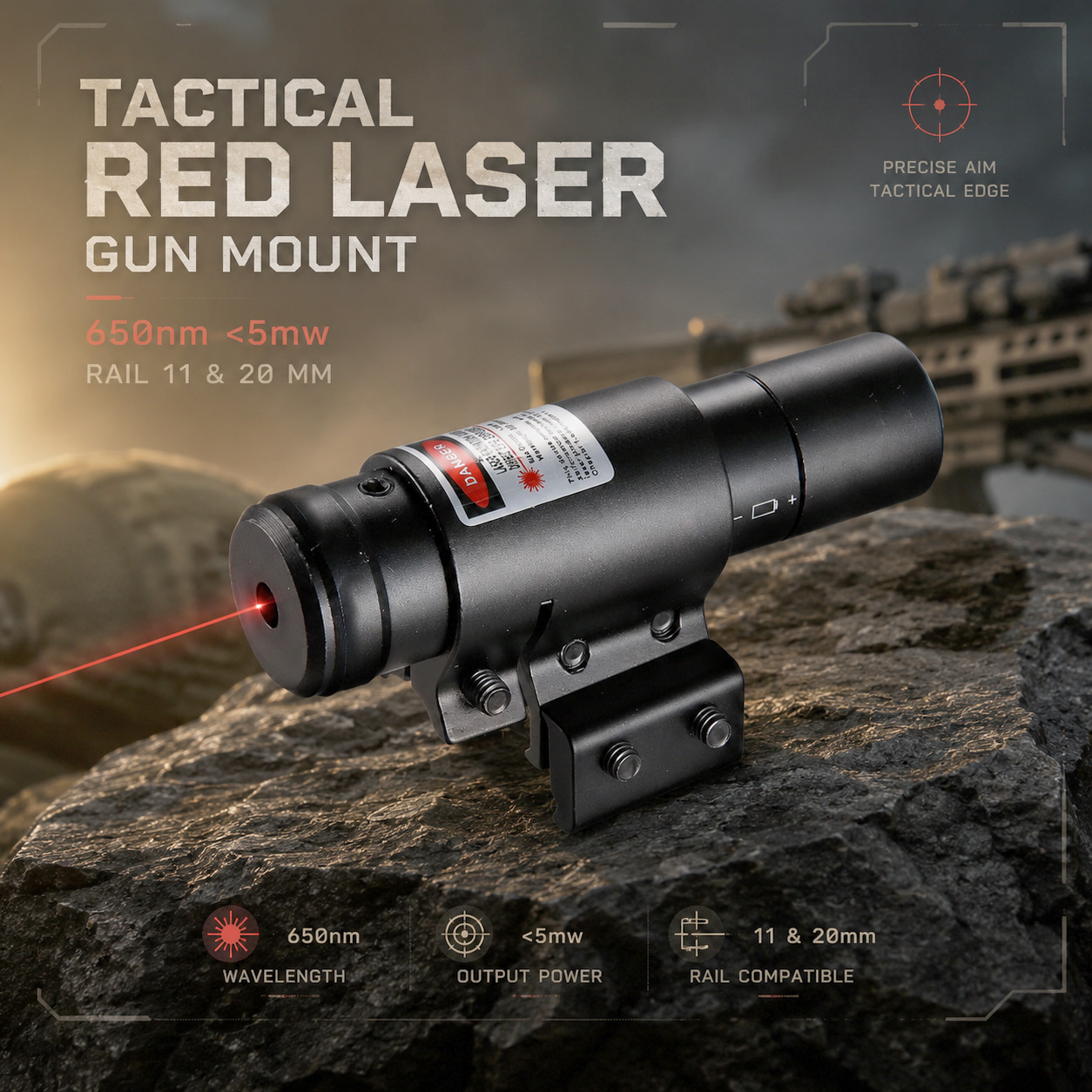 TaffLED Tactical Red Laser Gun Mount Airsoft Rifle 650nm - GF01 Gambar produk TaffLED Tactical Red Laser Gun Mount Airsoft Rifle 650nm - GF01 - Utama