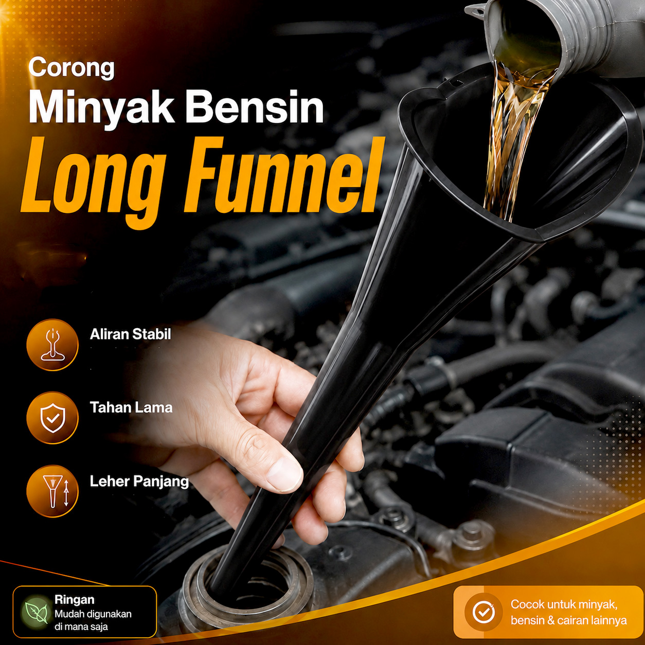 Gambar produk Carzkool Nozzle Corong Air Minyak Bensin Long Mouth Funnel - PP25 - Utama