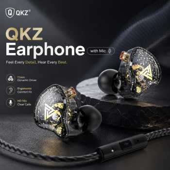 QKZ Earphone Kabel In Ear Bass Noise Reduction 3.5mm Plug with Mic - AK6-PRO