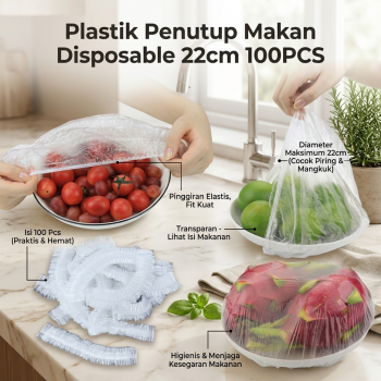 Poliem Plastik Penutup Makan Fresh Keeping Bags Disposable 22cm 100PCS - INU82
