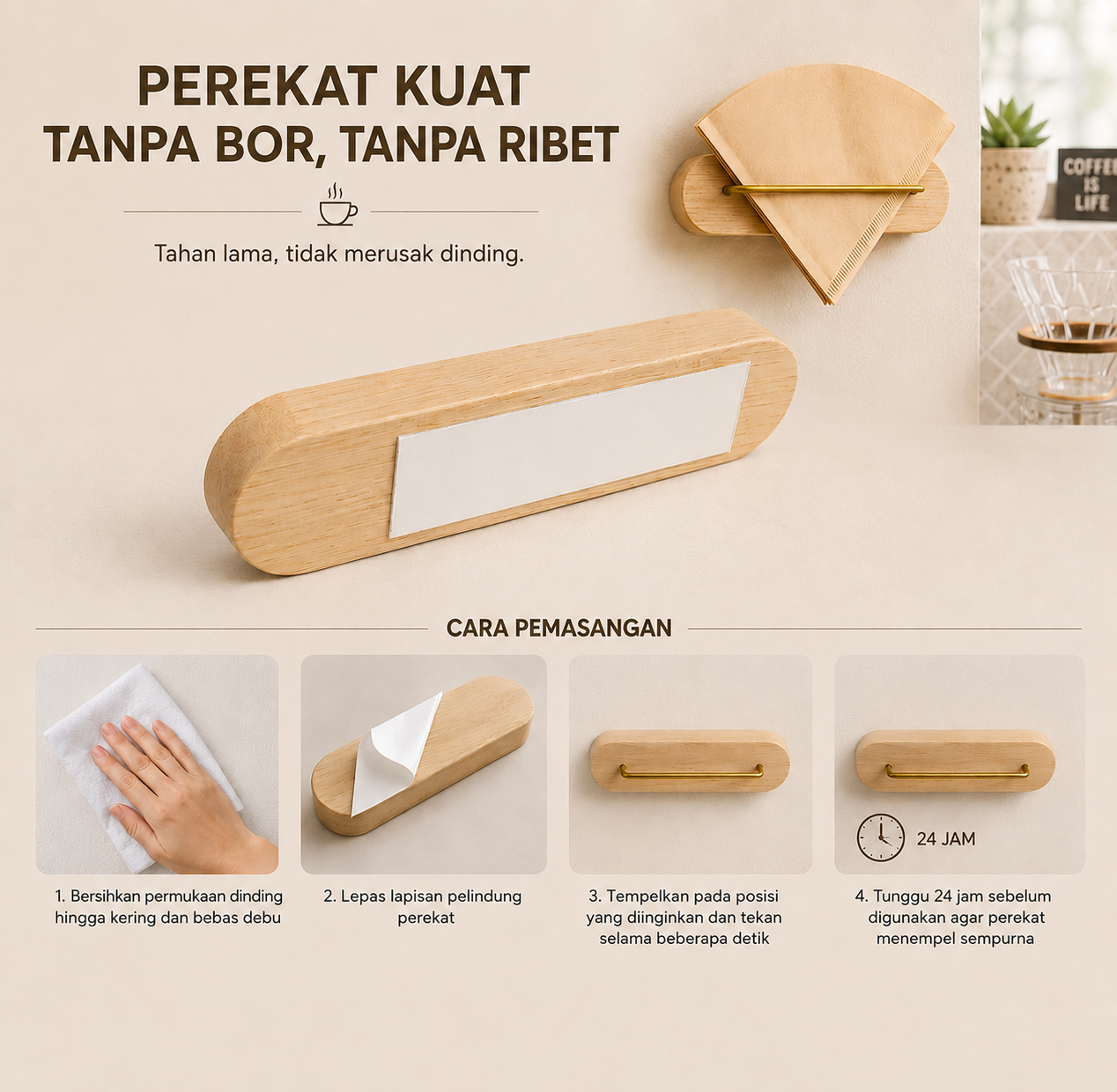 Gambar produk One Two Cups Tempat Filter Kertas Kopi Tray Wall Mounted Coffee Paper - ZJ0011 - 2