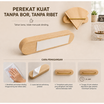 Gambar produk One Two Cups Tempat Filter Kertas Kopi Tray Wall Mounted Coffee Paper - ZJ0011 - 2