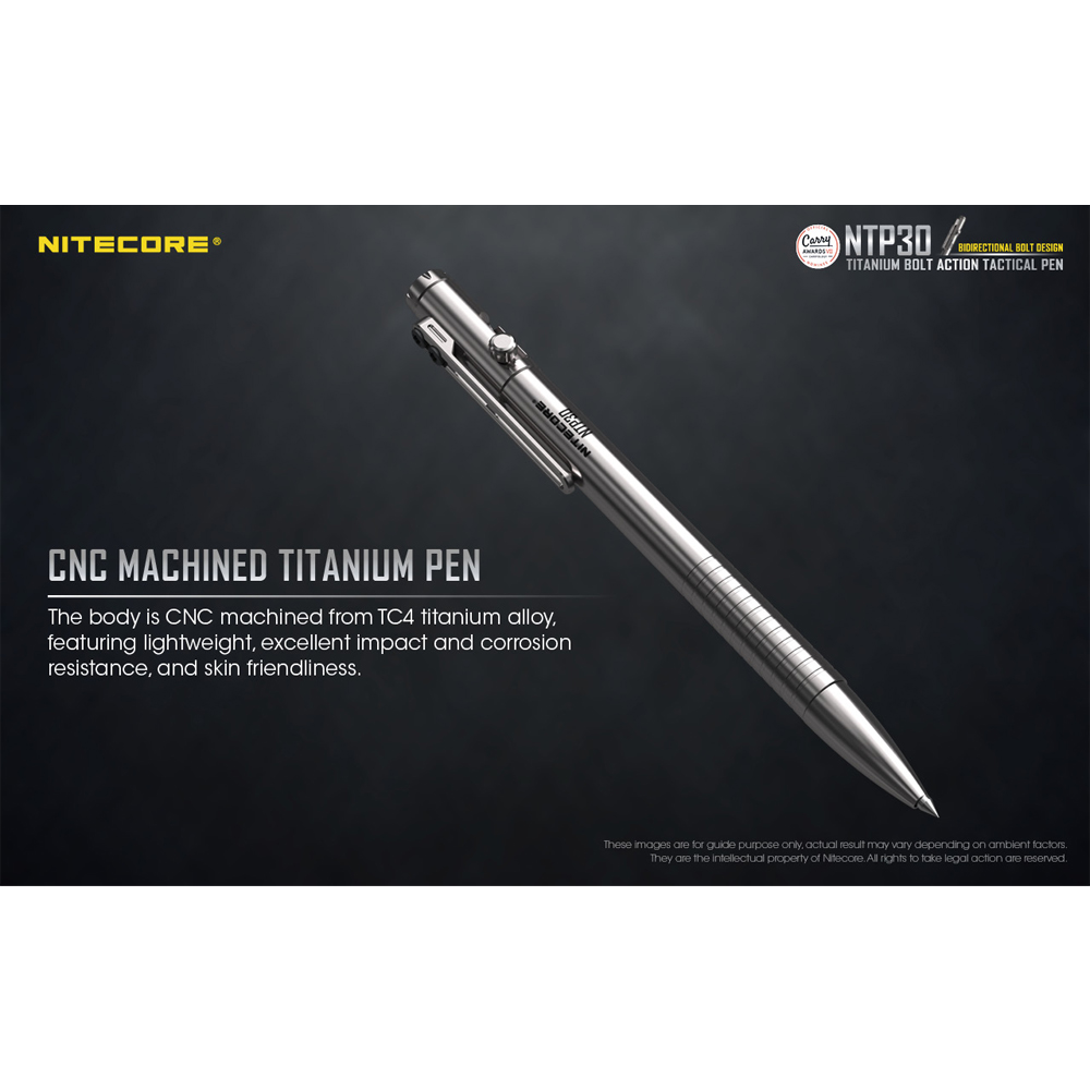 Gambar produk NITECORE Pulpen Tactical EDC Pen TC4 Titanium Glass Breaker 0.7mm - NTP30 - 1