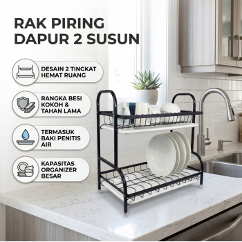 NYTRYD Rak Piring Dapur 2 Susun Pengering Stainless Steel Kitchen Rack - NY-21