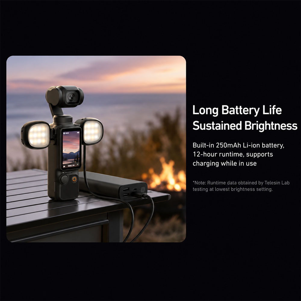 TELESIN Magnetic Dual Mini Fill Light LED for DJI Osmo Pocket 4 - S5-BGD-23-TDJ Gambar produk TELESIN Magnetic Dual Mini Fill Light LED for DJI Osmo Pocket 4 - S5-BGD-23-TDJ - 5