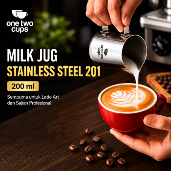 Gambar produk One Two Cups Milk Jug Pitcher Susu Latte Art Espresso Stainless Steel 200ml - J068