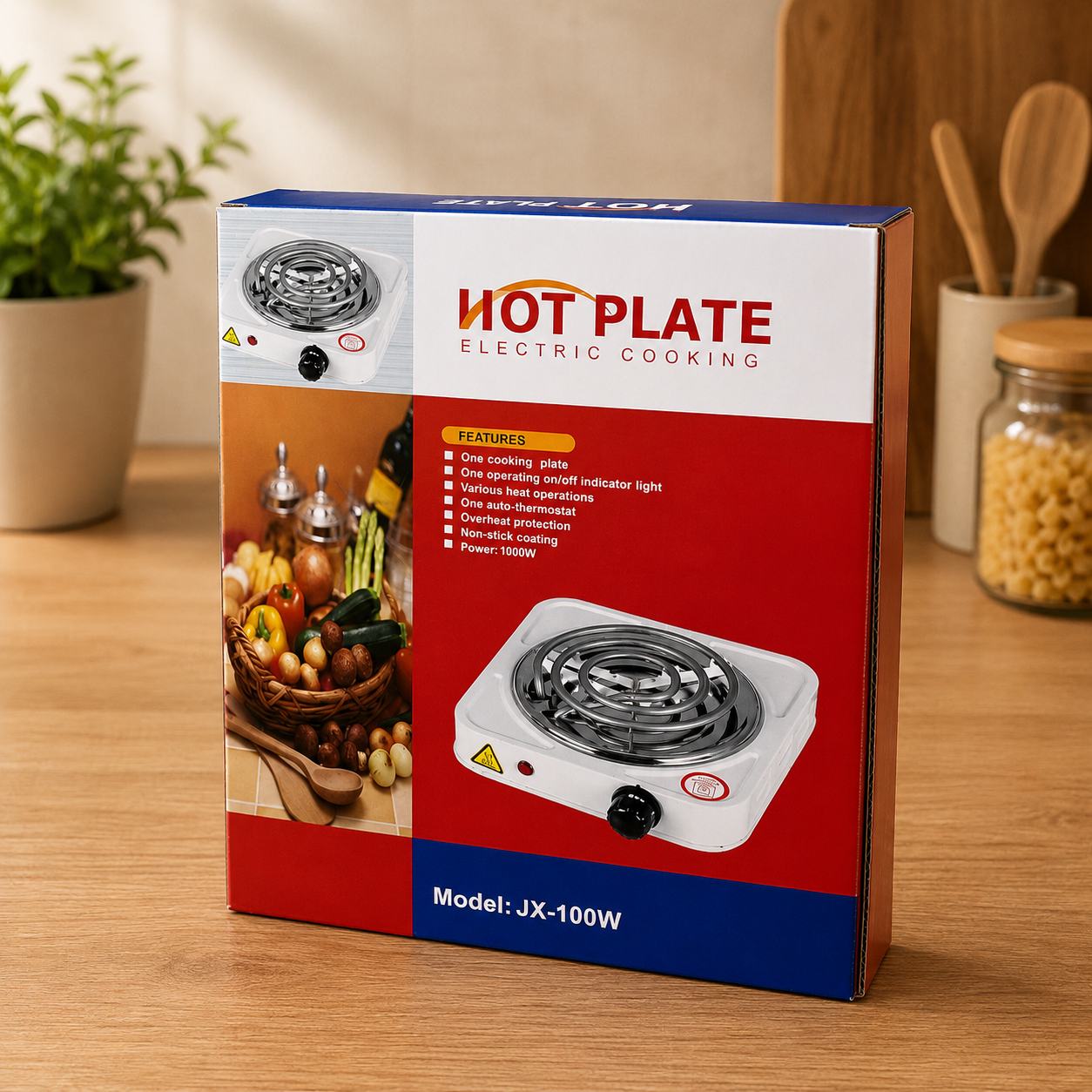 Gambar produk IXAN Kompor Listrik 1 Tungku Single Burner Coil Hot Plate 1000W - JX-100W - Kemasan