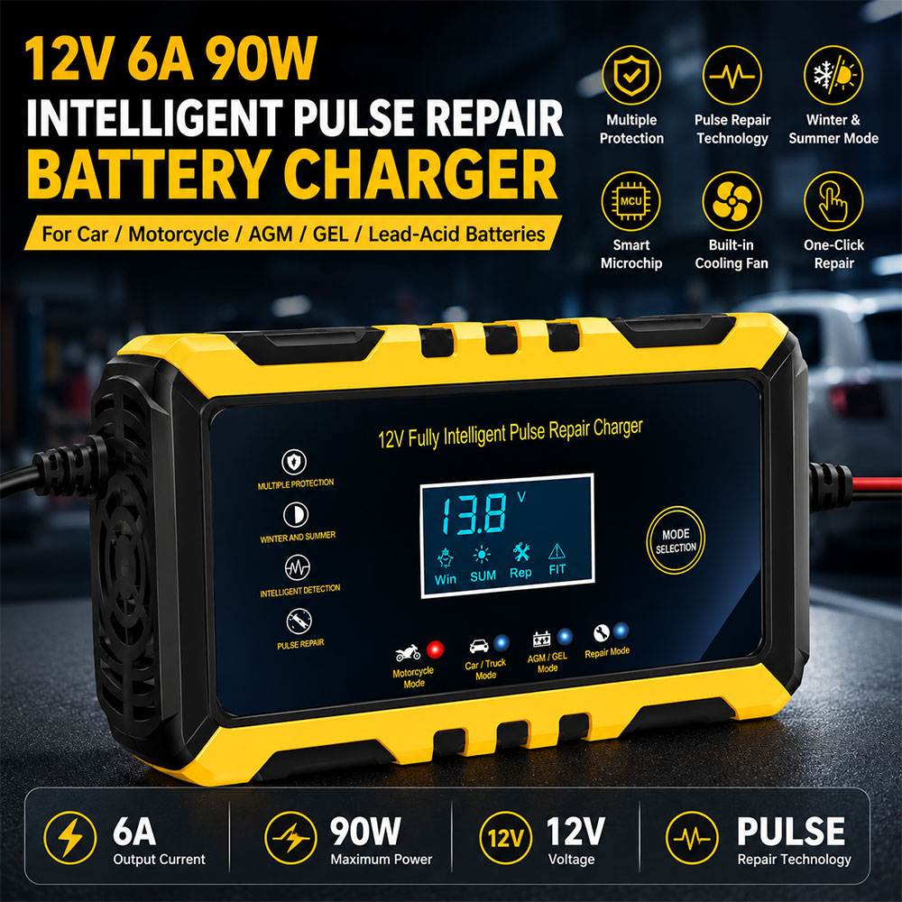 MINUS Charger Aki Mobil Motor LCD Accu Battery Lead Acid 12V 6A 90W - H-10CS Gambar produk MINUS Charger Aki Mobil Motor LCD Accu Battery Lead Acid 12V 6A 90W - H-10CS - Utama