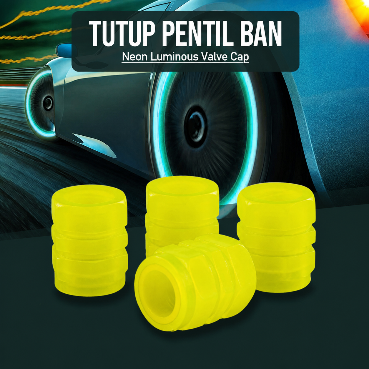 OTOHEROES Tutup Pentil Ban Mobil Motor Neon Luminous Valve Cap 4 PCS - F8 Gambar produk OTOHEROES Tutup Pentil Ban Mobil Motor Neon Luminous Valve Cap 4 PCS - F8 - Utama
