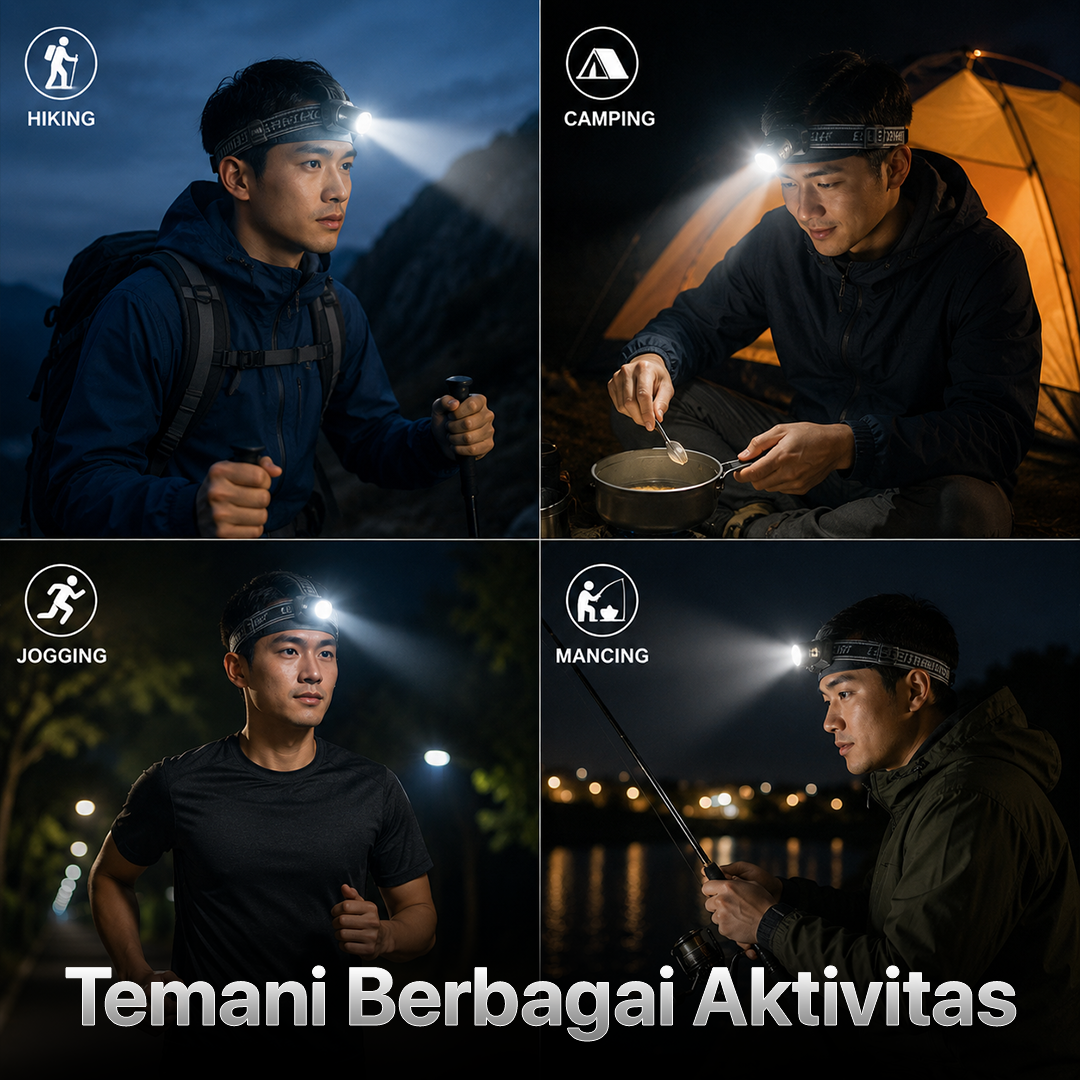 ASB Senter Kepala Headlamp LED Waterproof 160 Lumens - HE20 Gambar produk ASB Senter Kepala Headlamp LED Waterproof 160 Lumens - HE20 - 6