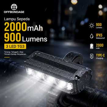 OFFBONDAGE Lampu Sepeda Waterproof Rechargeable 2000mAh 900 Lumens - EOS610
