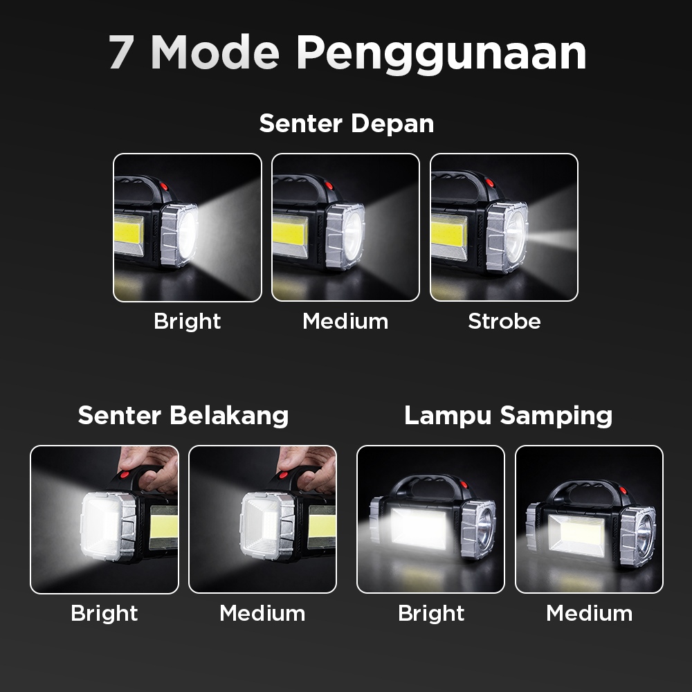 Rozoa Senter Camping Lampu LED COB Solar Power Bank Rechargeable - JY-2289 Gambar produk Rozoa Senter Camping Lampu LED COB Solar Power Bank Rechargeable - JY-2289 - 2