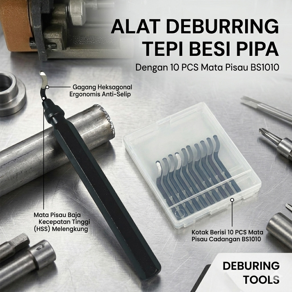 NUODA Alat Deburring Tepi Besi Pipa with 10 PCS BS1010 Blade Scrapper - RB1000 Gambar produk NUODA Alat Deburring Tepi Besi Pipa with 10 PCS BS1010 Blade Scrapper - RB1000 - Utama